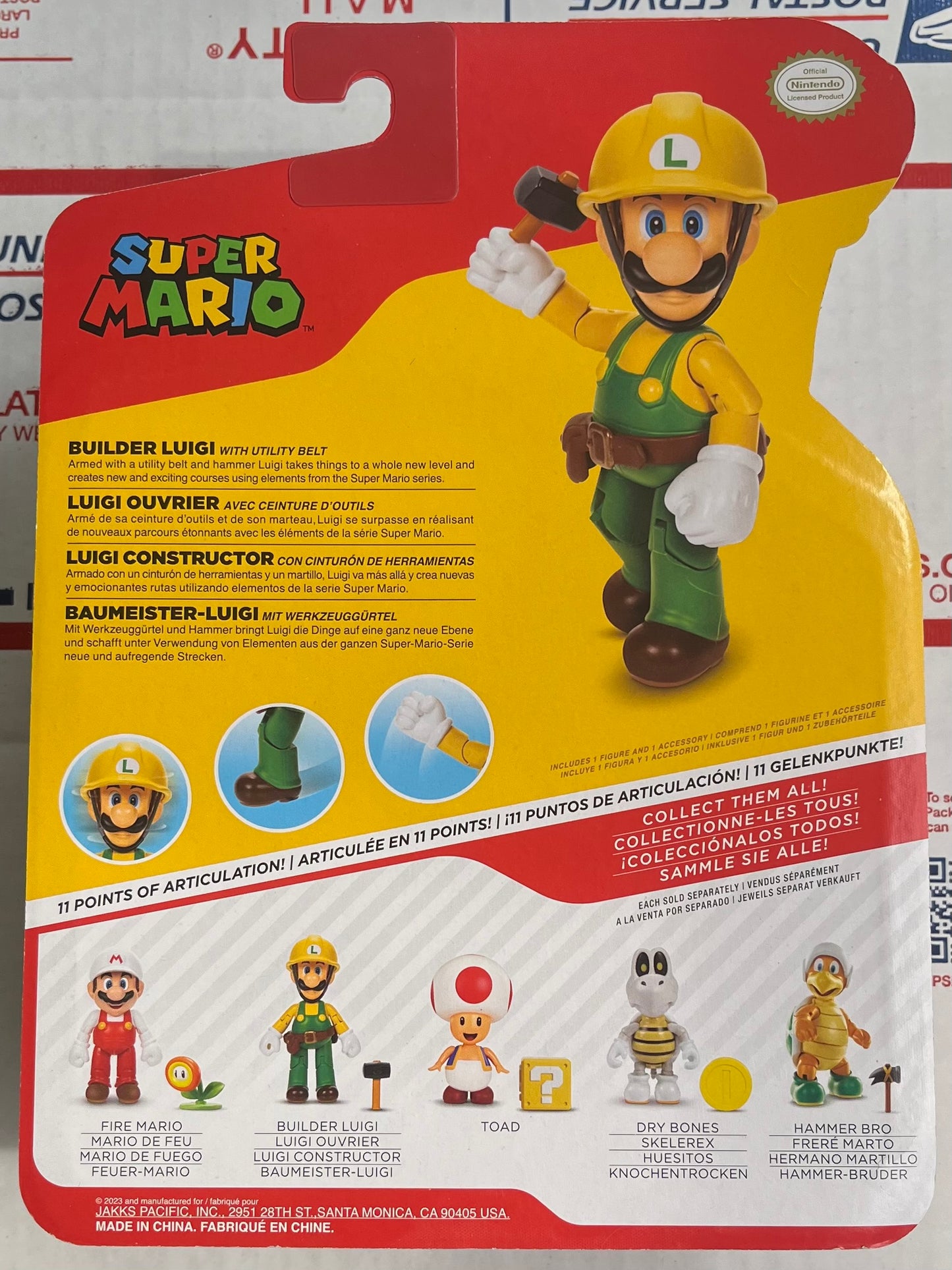 Jakks Pacific Super Mario 4" Inch Builder Luigi Action Figure