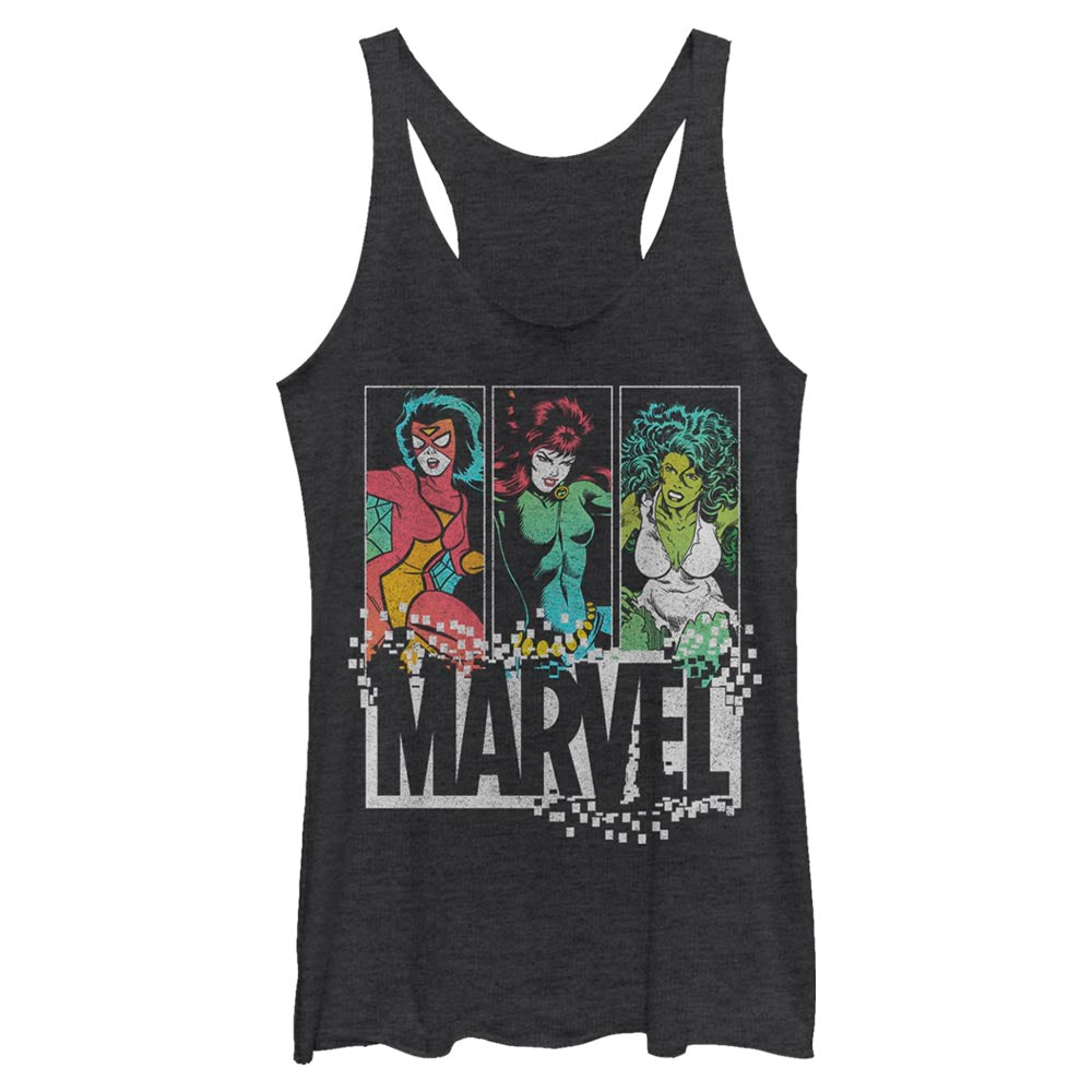 Junior's Marvel NEON GRADIENT MARVEL GROUP Tank Top