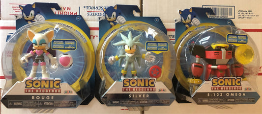 Jakks Sonic 4" Inch Articulated Figures Rouge Silver E-123 OMEGA BUNDLE/LOT